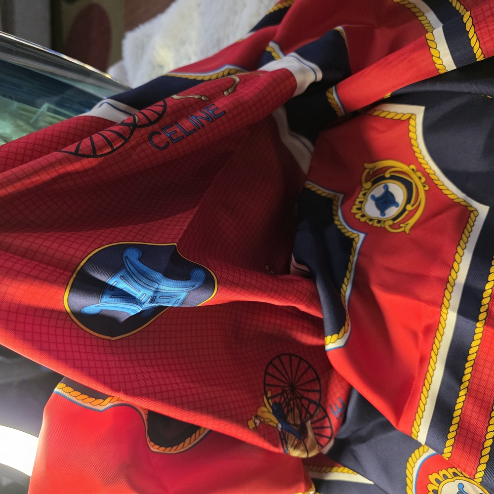 Celine Red and Blue Scarf - Picture 4 of 4
